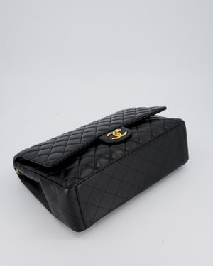 Chanel Black Maxi Single Flap Bag in Black Lambskin Leather with Gold Hardware