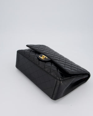 Chanel Black Maxi Single Flap Bag in Black Lambskin Leather with Gold Hardware