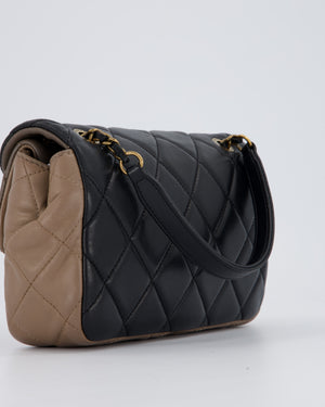 Chanel Taupe Tri-Colour Small Double Flap in Lambskin Leather with Gold Hardware