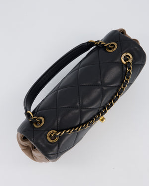 Chanel Taupe Tri-Colour Small Double Flap in Lambskin Leather with Gold Hardware