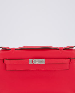 Hermès Kelly Pochette Bag in Roxe Extreme Swift Leather with Palladium Hardware