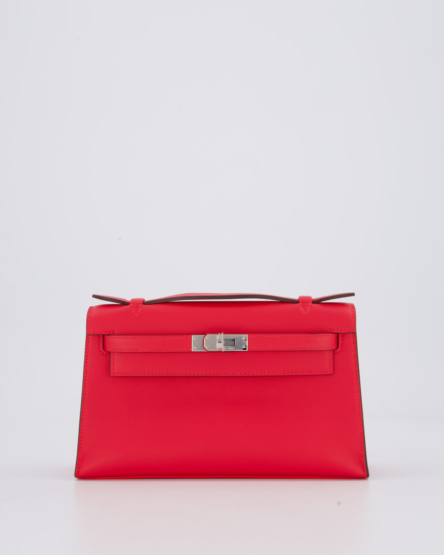 Hermès Kelly Pochette Bag in Roxe Extreme Swift Leather with Palladium Hardware