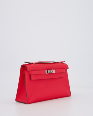 Hermès Kelly Pochette Bag in Roxe Extreme Swift Leather with Palladium Hardware