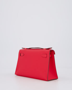 Hermès Kelly Pochette Bag in Roxe Extreme Swift Leather with Palladium Hardware