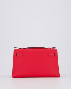 Hermès Kelly Pochette Bag in Roxe Extreme Swift Leather with Palladium Hardware