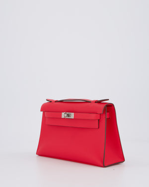 Hermès Kelly Pochette Bag in Roxe Extreme Swift Leather with Palladium Hardware