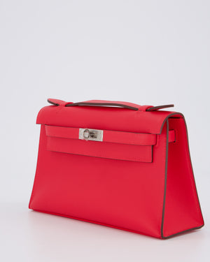Hermès Kelly Pochette Bag in Roxe Extreme Swift Leather with Palladium Hardware