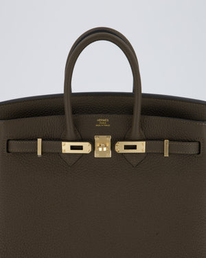 *HOT* Hermès Birkin 25 Retourne Bag in Vert Loden Togo Leather with Permabrass Hardware