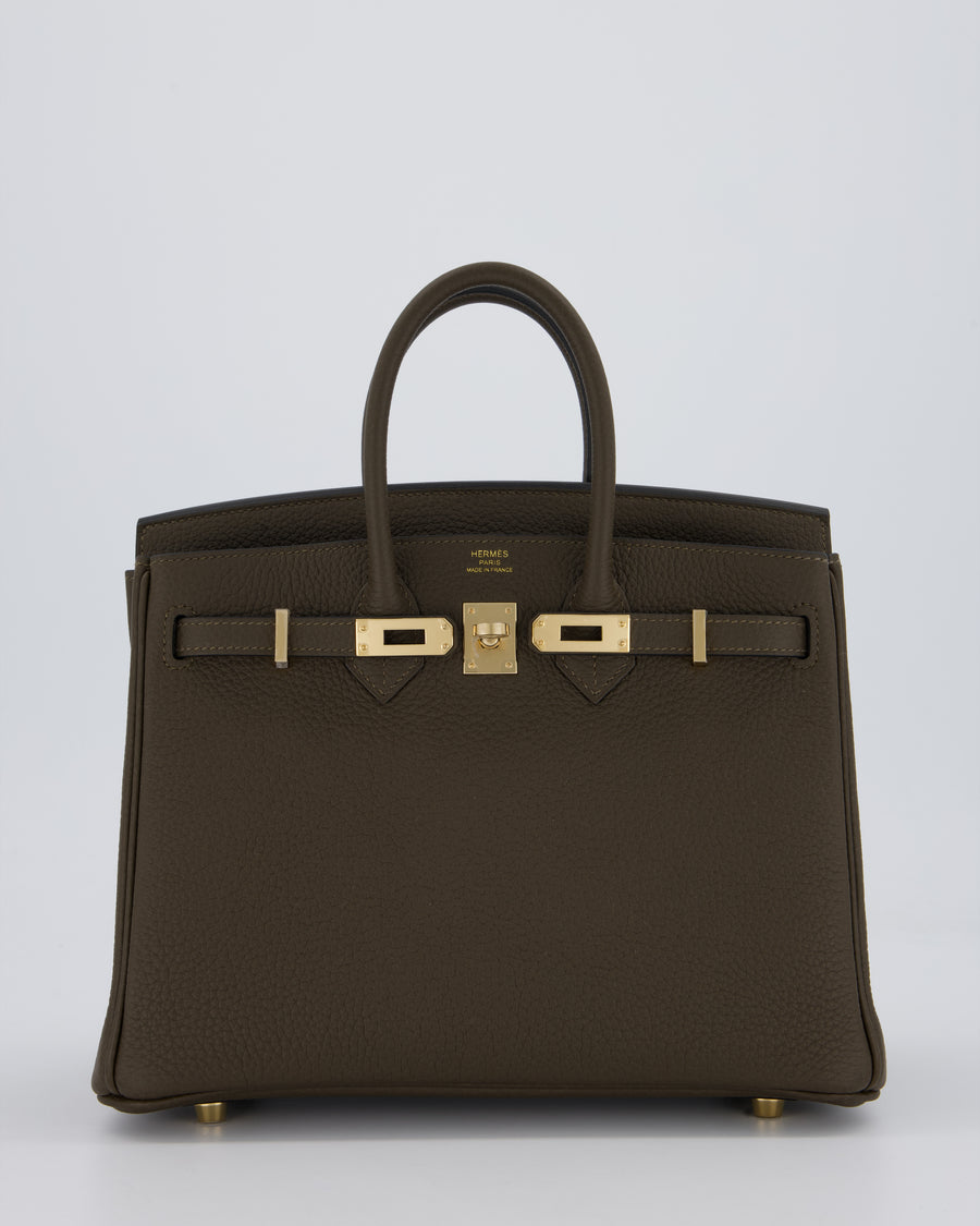 *HOT* Hermès Birkin 25 Retourne Bag in Vert Loden Togo Leather with Permabrass Hardware