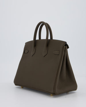 *HOT* Hermès Birkin 25 Retourne Bag in Vert Loden Togo Leather with Permabrass Hardware