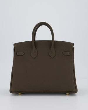 *HOT* Hermès Birkin 25 Retourne Bag in Vert Loden Togo Leather with Permabrass Hardware