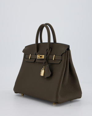 *HOT* Hermès Birkin 25 Retourne Bag in Vert Loden Togo Leather with Permabrass Hardware