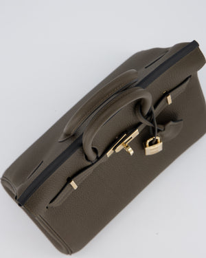*HOT* Hermès Birkin 25 Retourne Bag in Vert Loden Togo Leather with Permabrass Hardware
