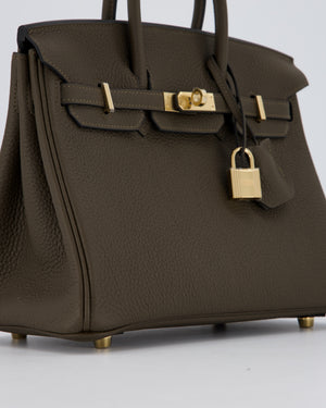 *HOT* Hermès Birkin 25 Retourne Bag in Vert Loden Togo Leather with Permabrass Hardware