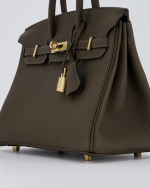 *HOT* Hermès Birkin 25 Retourne Bag in Vert Loden Togo Leather with Permabrass Hardware