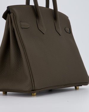 *HOT* Hermès Birkin 25 Retourne Bag in Vert Loden Togo Leather with Permabrass Hardware