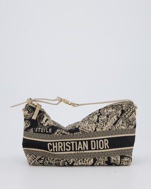 Christian Dior Beige & Black Medium DiorTravel 'Plan de Paris' Pouch In Gold Hardware