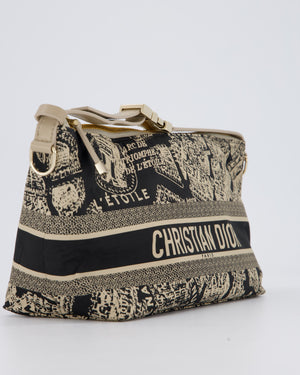 Christian Dior Beige & Black Medium DiorTravel 'Plan de Paris' Pouch In Gold Hardware