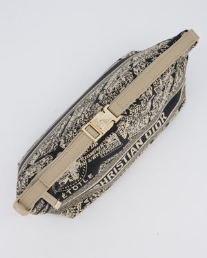 Christian Dior Beige & Black Medium DiorTravel 'Plan de Paris' Pouch In Gold Hardware