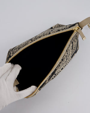 Christian Dior Beige & Black Medium DiorTravel 'Plan de Paris' Pouch In Gold Hardware