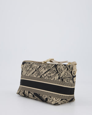 Christian Dior Beige & Black Medium DiorTravel 'Plan de Paris' Pouch In Gold Hardware