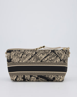Christian Dior Beige & Black Medium DiorTravel 'Plan de Paris' Pouch In Gold Hardware