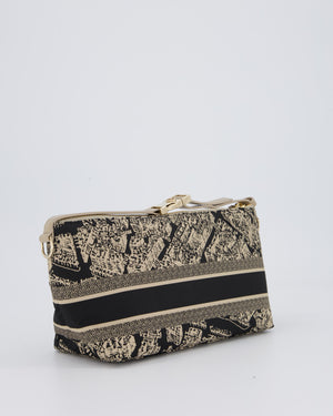 Christian Dior Beige & Black Medium DiorTravel 'Plan de Paris' Pouch In Gold Hardware