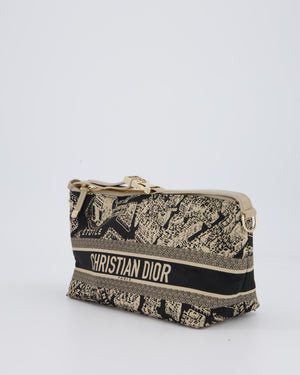 Christian Dior Beige & Black Medium DiorTravel 'Plan de Paris' Pouch In Gold Hardware