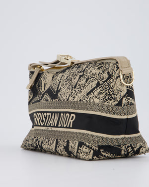 Christian Dior Beige & Black Medium DiorTravel 'Plan de Paris' Pouch In Gold Hardware