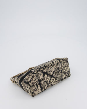 Christian Dior Beige & Black Medium DiorTravel 'Plan de Paris' Pouch In Gold Hardware