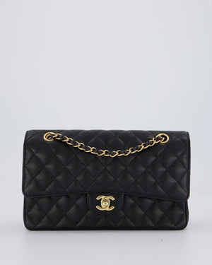 Chanel Black Classic Medium Double Flap Bag in Caviar Leather with Gold Hardware
