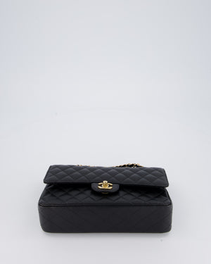 Chanel Black Classic Medium Double Flap Bag in Caviar Leather with Gold Hardware