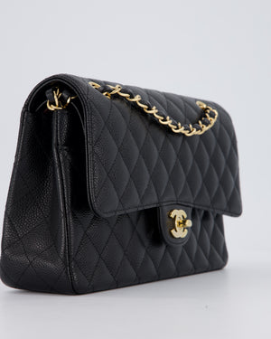 Chanel Black Classic Medium Double Flap Bag in Caviar Leather with Gold Hardware