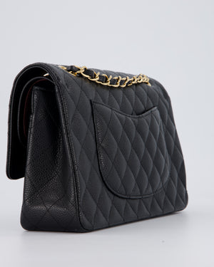 Chanel Black Classic Medium Double Flap Bag in Caviar Leather with Gold Hardware