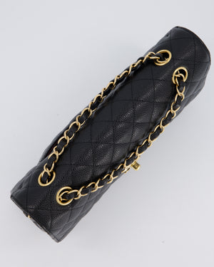 Chanel Black Classic Medium Double Flap Bag in Caviar Leather with Gold Hardware