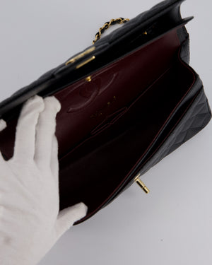 Chanel Black Classic Medium Double Flap Bag in Caviar Leather with Gold Hardware