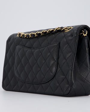 Chanel Black Classic Medium Double Flap Bag in Caviar Leather with Gold Hardware