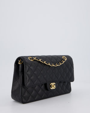 Chanel Black Classic Medium Double Flap Bag in Caviar Leather with Gold Hardware