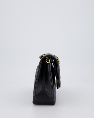 Chanel Black Classic Medium Double Flap Bag in Caviar Leather with Gold Hardware