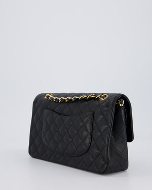 Chanel Black Classic Medium Double Flap Bag in Caviar Leather with Gold Hardware