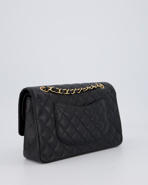 Chanel Black Classic Medium Double Flap Bag in Caviar Leather with Gold Hardware