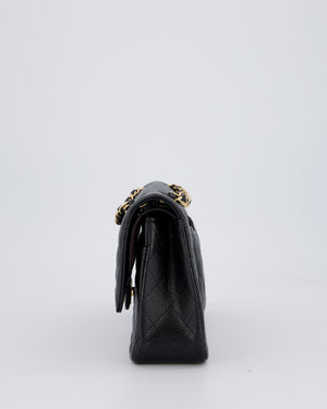 Chanel Black Classic Medium Double Flap Bag in Caviar Leather with Gold Hardware
