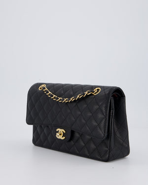 Chanel Black Classic Medium Double Flap Bag in Caviar Leather with Gold Hardware