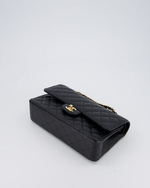 Chanel Black Classic Medium Double Flap Bag in Caviar Leather with Gold Hardware