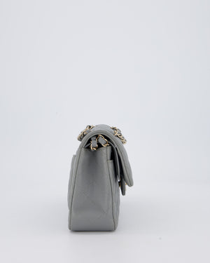 Chanel Grey Small Classic Double Flap Bag in Caviar Leather with Champagne Gold Hardware