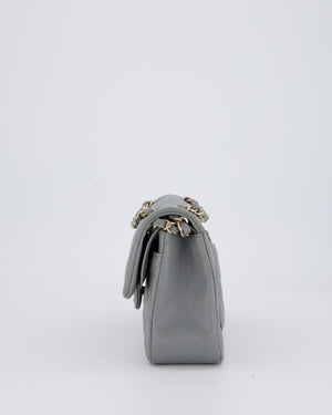 Chanel Grey Small Classic Double Flap Bag in Caviar Leather with Champagne Gold Hardware