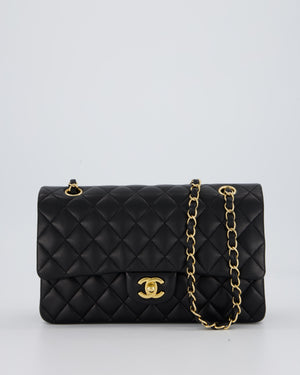 Chanel Black Medium Classic Double Flap Bag in Lambskin Leather with Gold Hardware