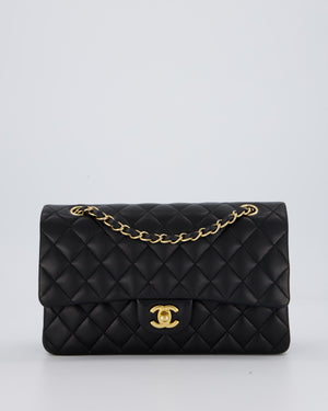 Chanel Black Medium Classic Double Flap Bag in Lambskin Leather with Gold Hardware