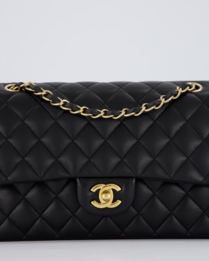 Chanel Black Medium Classic Double Flap Bag in Lambskin Leather with Gold Hardware
