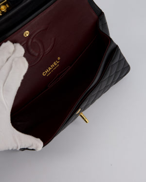 Chanel Black Medium Classic Double Flap Bag in Lambskin Leather with Gold Hardware